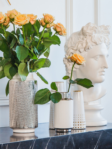 Декоративная ваза Контраст МАГАМАКС, цвет: белый с серебром Cha11-M купить онлайн