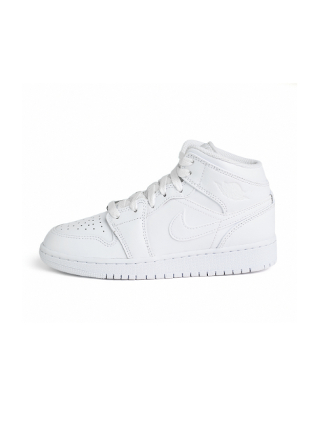 Кроссовки подростковые Jordan 1 Mid "Triple White" NKDADDYS SNEAKERS, цвет: белый 554725-136 купить онлайн