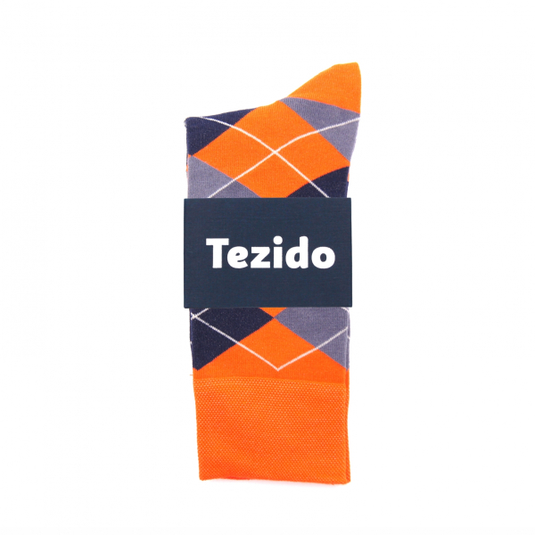 Носки ромбы Tezido, цвет: оранжевый/синий Т2180 купить онлайн