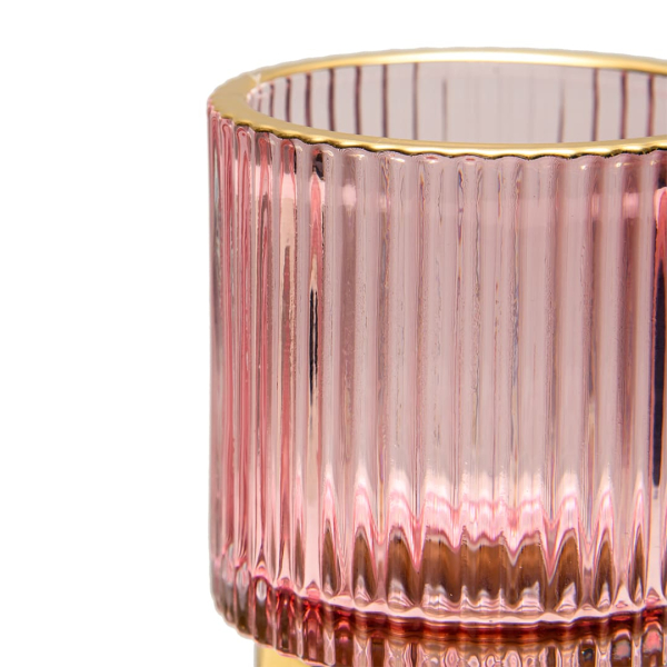 Декоративный подсвечник из цветного рельефного стекла МАГАМАКС, цвет: розовый Star-12 купить онлайн