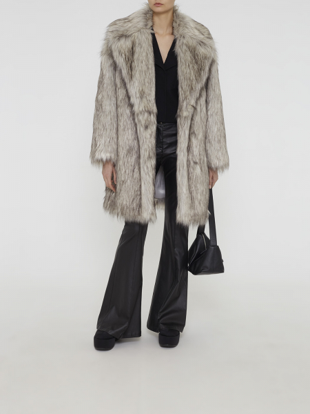Пальто меховое двубортное со спущенным плечом SHI SHI 549 купить онлайн