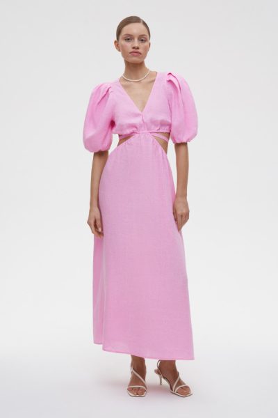 Платье миди изо льна с открытой спиной Charmstore  купить онлайн