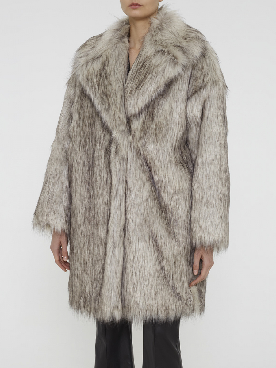 Пальто меховое двубортное со спущенным плечом SHI SHI 549 купить онлайн