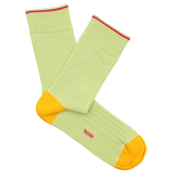 Носки в рубчик Tezido, цвет: светло-лаймовый Т2504,36-40 купить онлайн