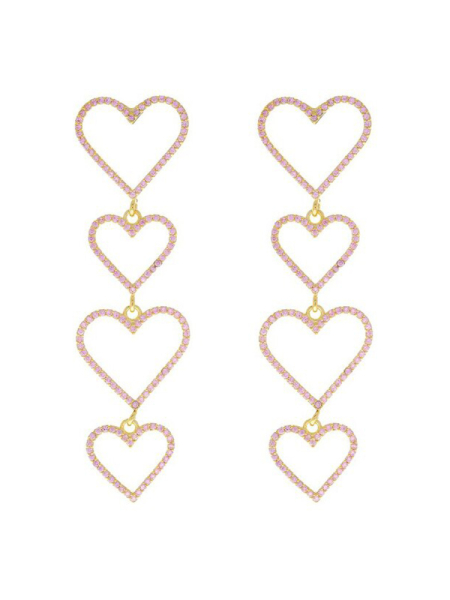 Серьги длинные Heart pink ÁMOXY s0061 купить онлайн