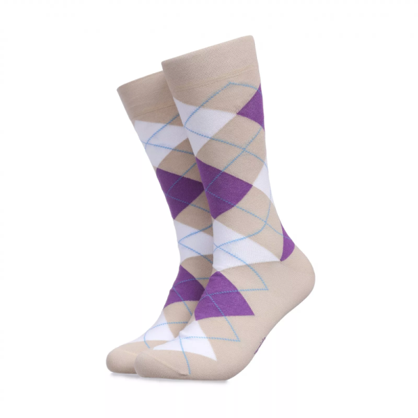 Носки ромбы Tezido, цвет: бежевый/фиолетовый Т2189 купить онлайн