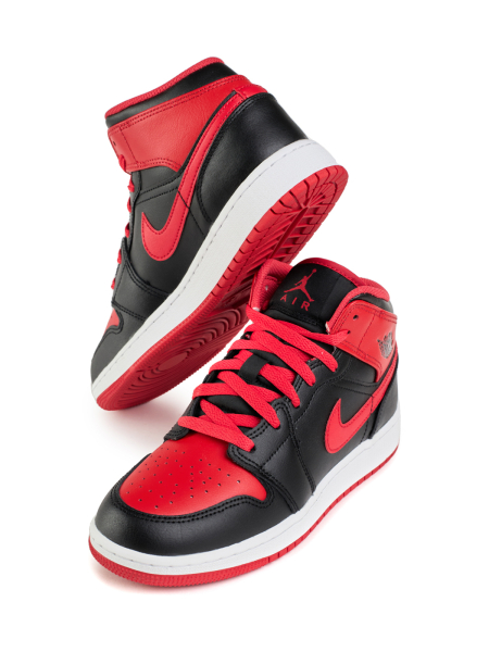 Кроссовки подростковые Jordan 1 Mid "Alternate Bred" NKDADDYS SNEAKERS, цвет: красный DQ8423-060 |новая коллекция купить онлайн