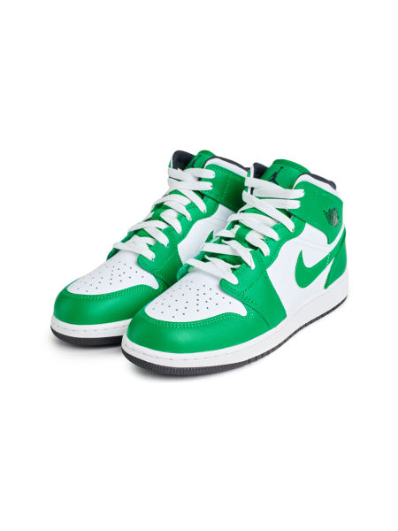 Кроссовки подростковые Jordan 1 Mid "Lucky Green" NKDADDYS SNEAKERS, цвет: зеленый DQ8423-301 купить онлайн