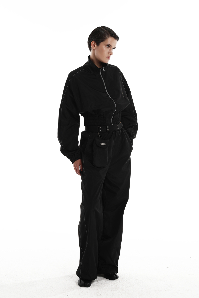 Объемные брюки "Униформа на Патрики" с белой отстрочкой muliér  купить онлайн